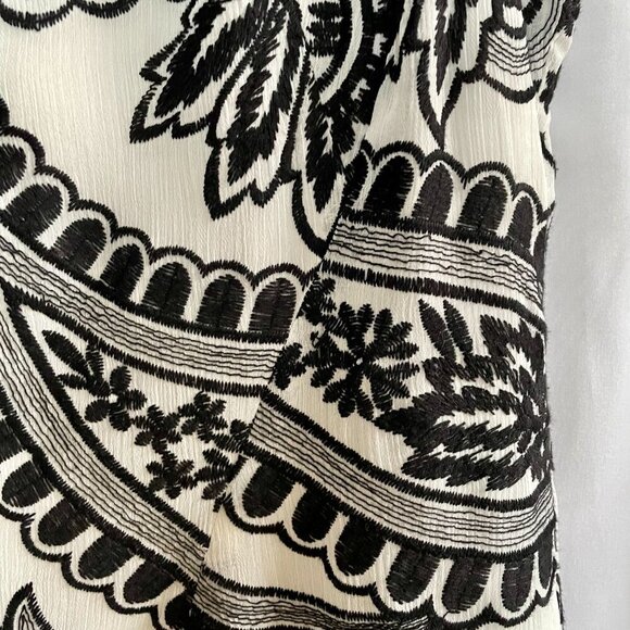 Tommy Hilfiger Embroidered Fit & Flare Midi Dress 10 | Black White A-Line Lined - Picture 7 of 16
